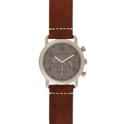 Brown leather chronograph watch